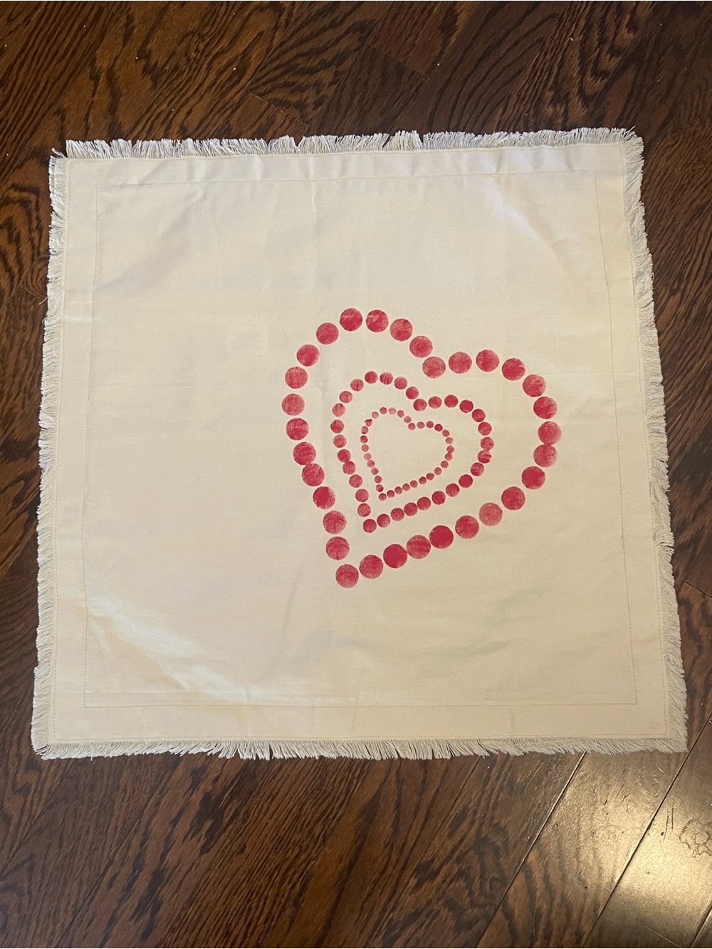 Hobby Lobby Cream Fringe Accent Pillow Cover with Pink Heart Dot Design cottage